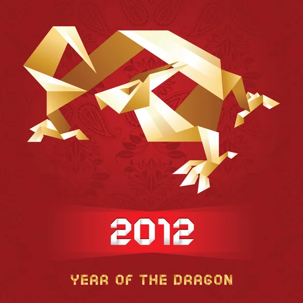 Origami dragon, 2012 år - guld — Stock vektor