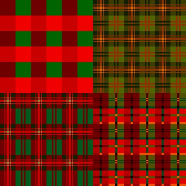 Set plaid patterns, tartan, fabric textile clipart