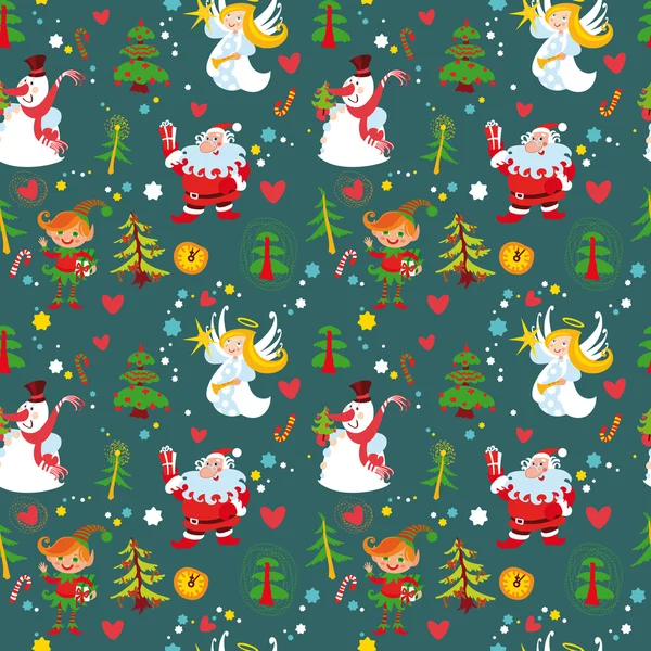 新年の背景には、クリスマスのシームレスな壁紙パターン — ストックベクタ