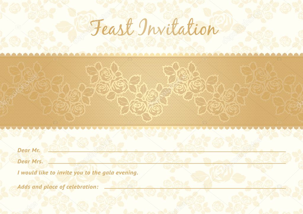 Roses background with lace, gold