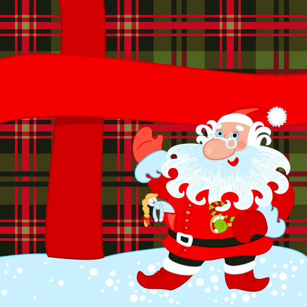 Санта и большой подарок — стоковый вектор