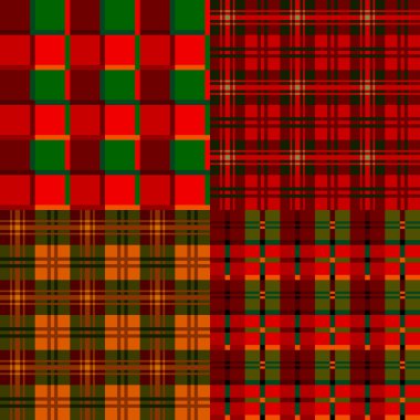 Set tartan, plaid patterns, fabric textile clipart