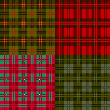 Set plaid patterns, tartan, fabric textile clipart