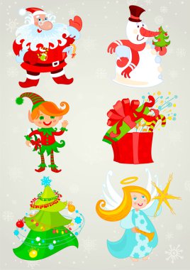 Set, santa claus and Friends clipart