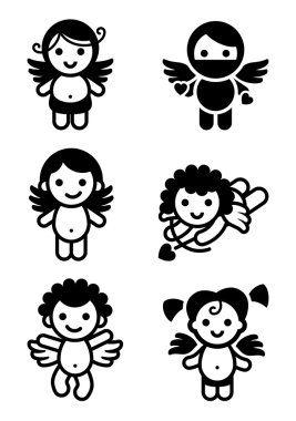 Cupids set, collection angels clipart