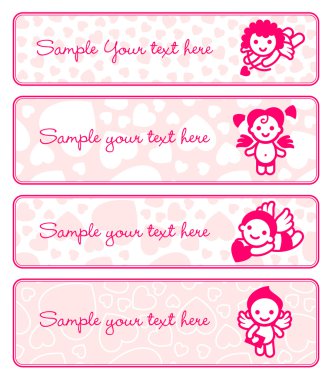 Cupids banner set, collection angels clipart