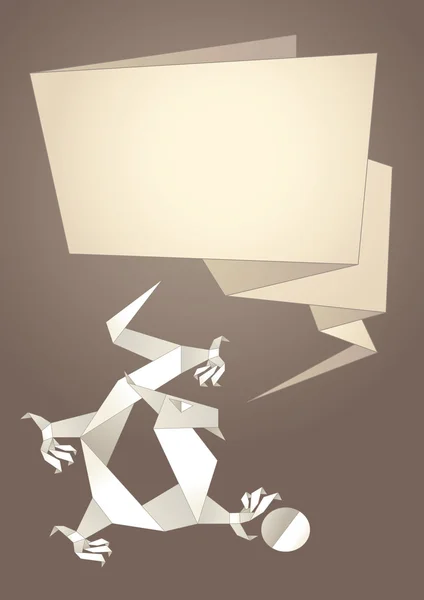 Origami del dragón, burbuja de habla de papel, vector — Archivo Imágenes Vectoriales