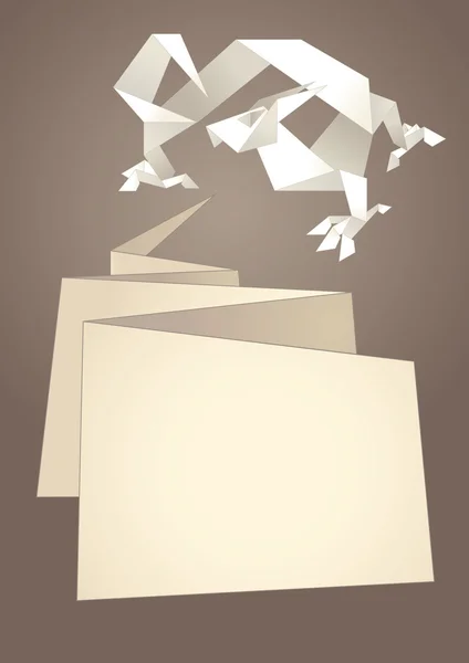 Bańka mowy papieru, smok origami — Wektor stockowy