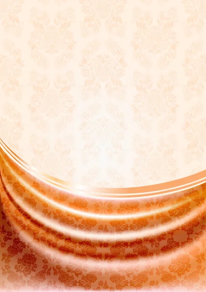 stock vector Peachy curtain, silk tissue on beige background