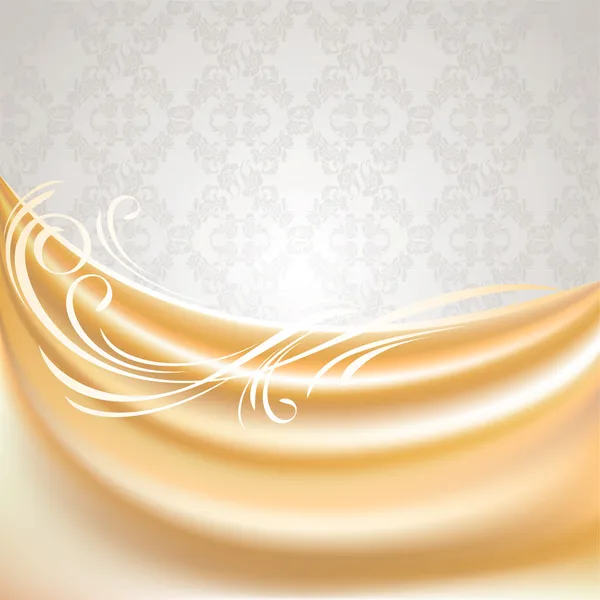 Rideau beige, tissu de soie sur fond gris — Image vectorielle