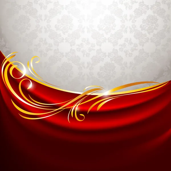 Червона тканина завіса на сірому фоні — стоковий вектор