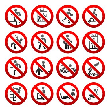 Prohibited signs Set icons clipart