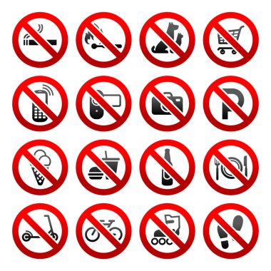 Set icons Prohibited symbols Shop signs clipart