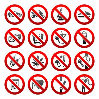 Set icons Prohibited symbols clipart