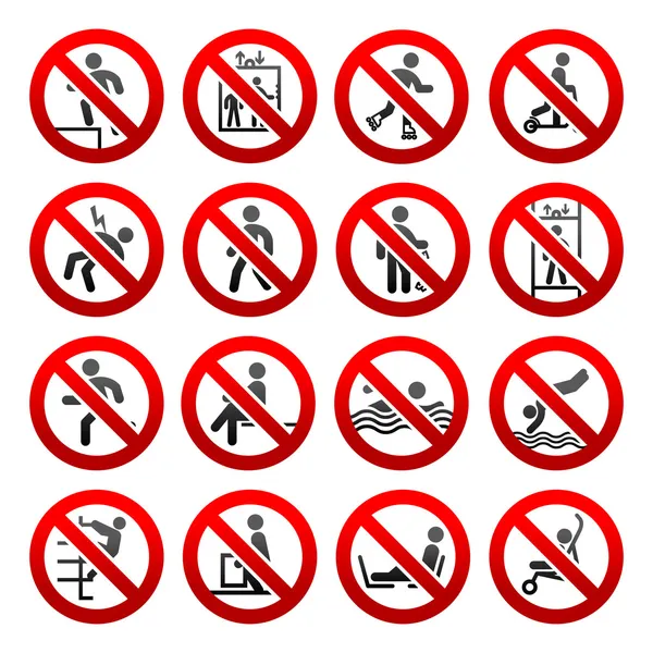 Verboden tekens Set pictogrammen — Stockvector