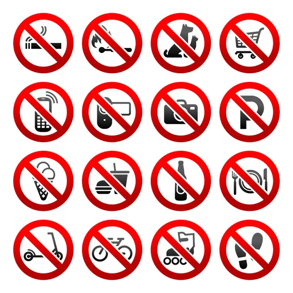 Set icons Prohibited symbols Shop signs — Stock Vector