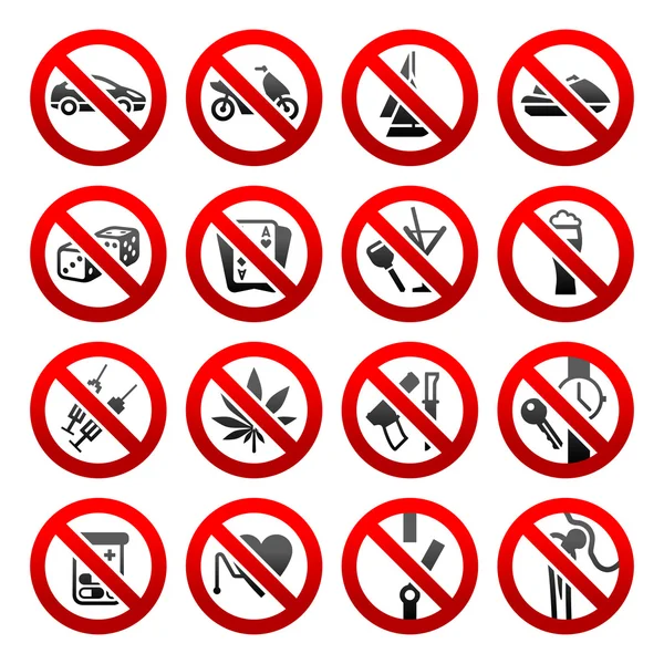Conjunto de ícones Símbolos proibidos — Vetor de Stock
