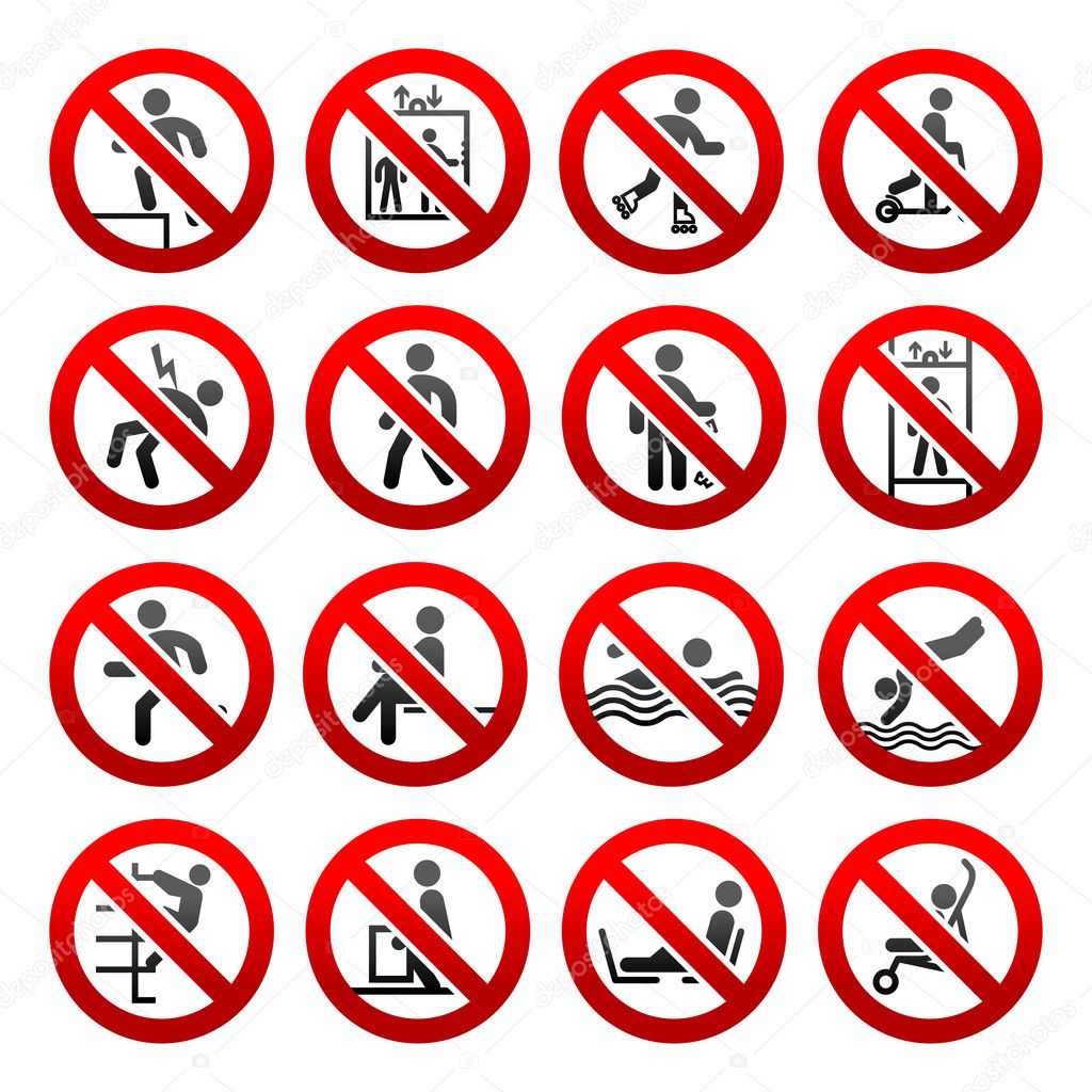 Prohibited signs Set icons