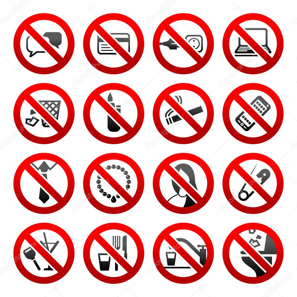 Set icons Prohibited symbols Office black signs