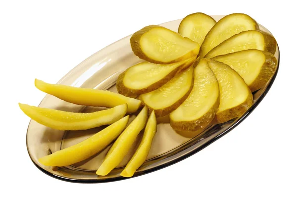 stock image Slices of marinated cucumbers