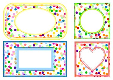 Four frames of colourful balls clipart