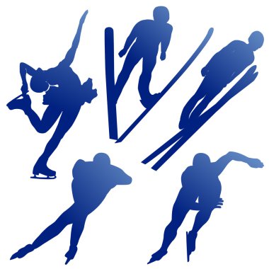 Silhuettes of athletes of winter sports clipart