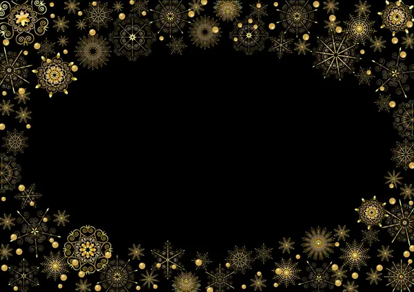 Oval frame of gold beautiful stars — Stock Vector