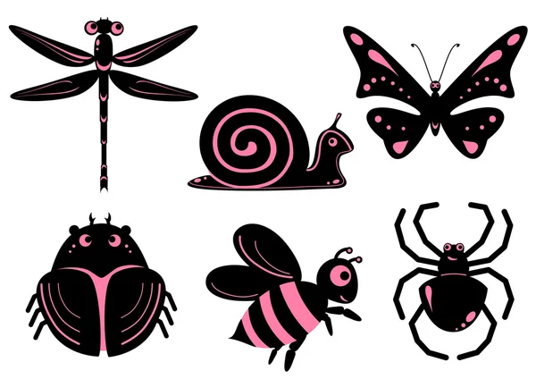 Funny stylized insects — Stock Vector