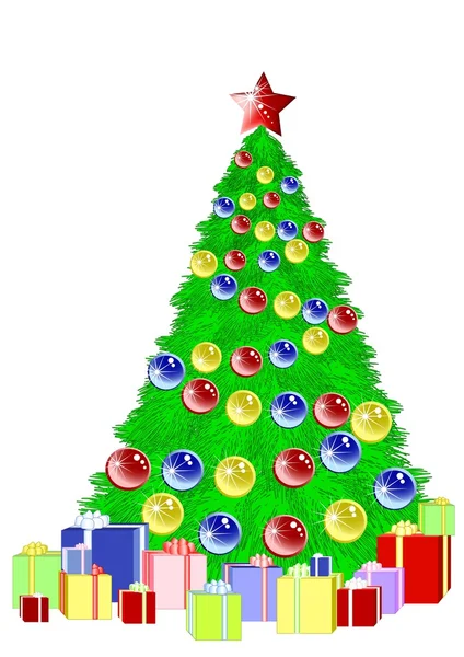 Arbre de Noël décoré avec cadeaux _ isolés — Image vectorielle