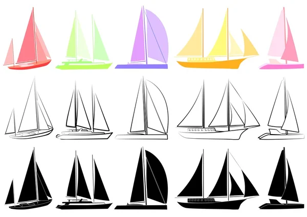 Set of yachts_2 — Stock Vector