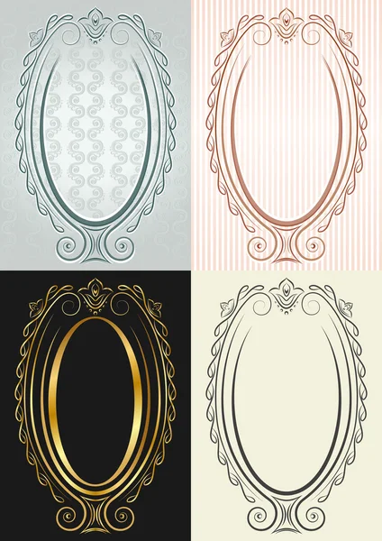 The vertical frame in antique style. Oval — Stock Vector