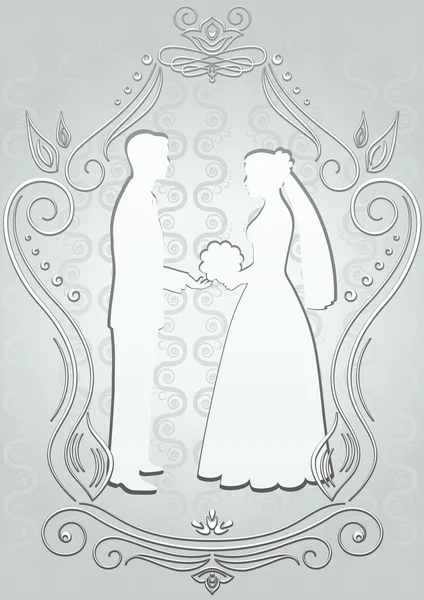 Silhouetten von Braut und Bräutigam im Rahmen _ 3 — Stockvektor