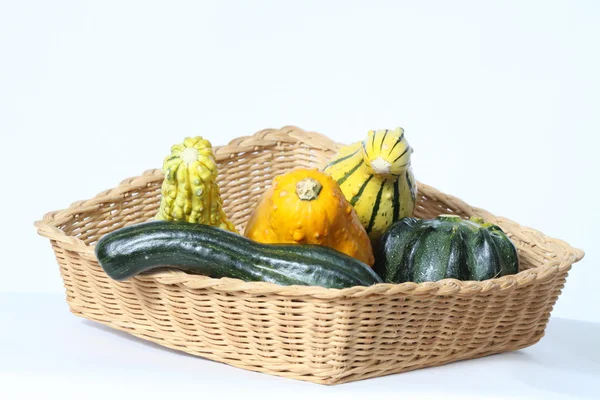 Gourd-Squash ornamental na cesta — Fotografia de Stock