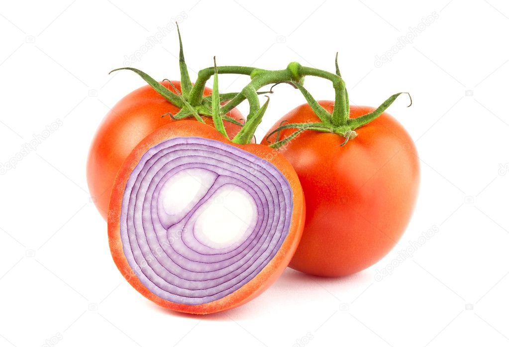 Tomato with onion inside