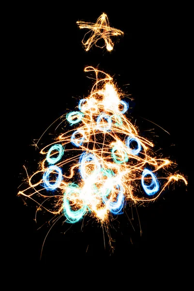 Sparkler X-mas tree. — Stock Photo, Image
