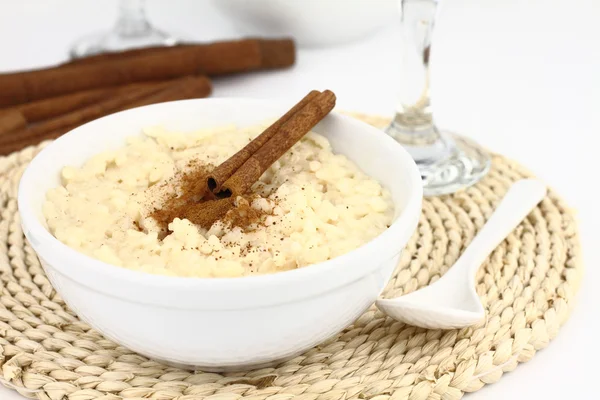 Creamy rice pudding on a bowl — Stock Photo, Image