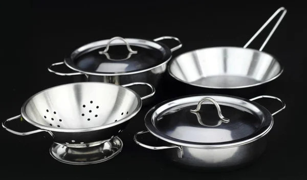 Grupo de utensilios de cocina de acero inoxidable —  Fotos de Stock