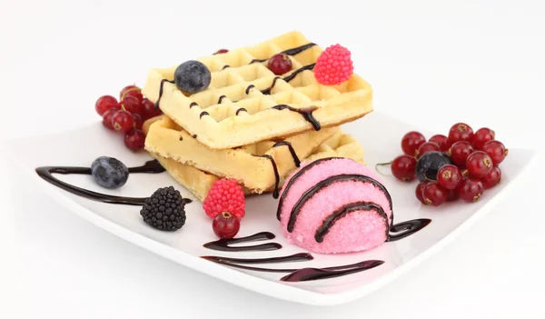딸기 아이스크림 와플 — 스톡 사진