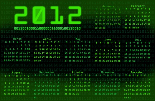 Calendário de código binário 2012 — Fotografia de Stock