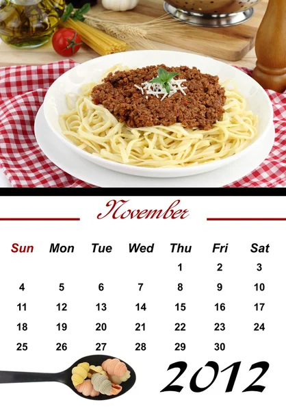 Calendrier mensuel des pâtes. novembre 2012 — Photo