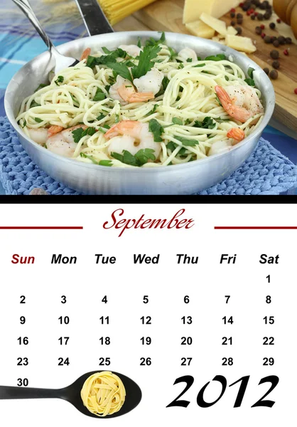 Pasta månadskalender. September 2012 — Stockfoto