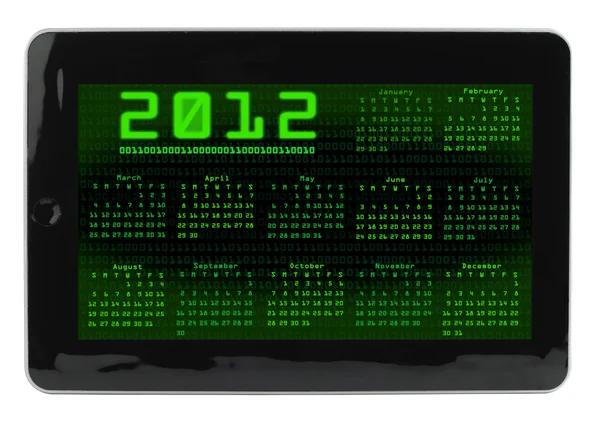 Calendário de código binário no tablet — Fotografia de Stock