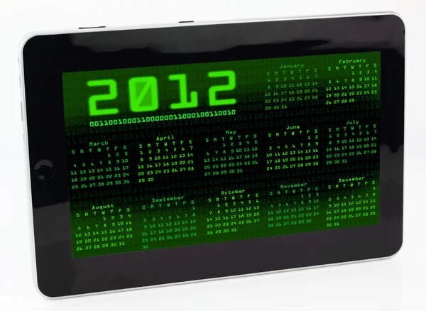 Calendário de código binário no tablet — Fotografia de Stock
