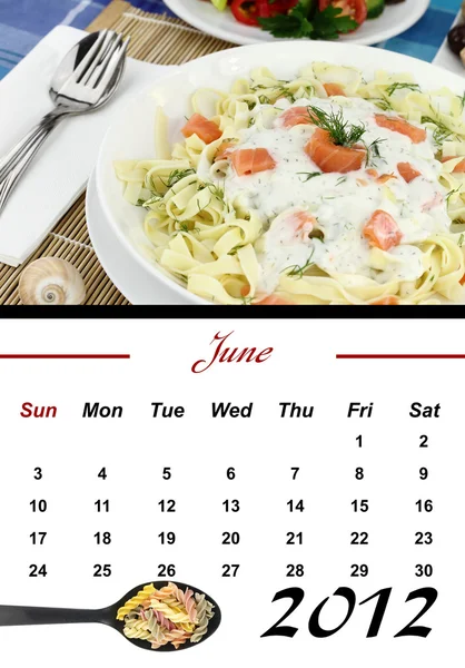 Monthly Pasta Calendar. June 2012 — Stock Photo, Image
