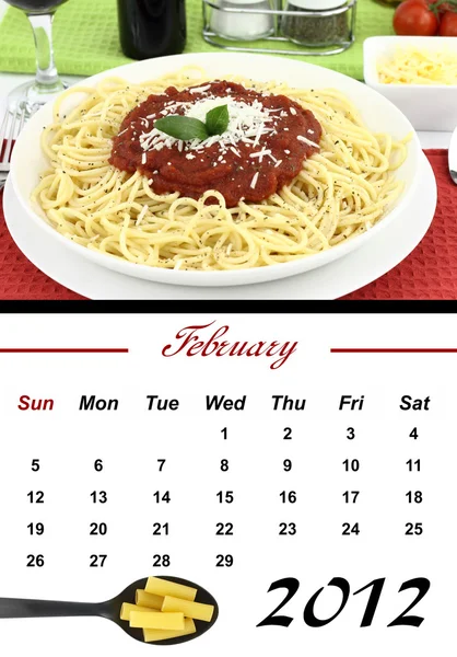 Calendrier mensuel des pâtes. février 2012 — Photo
