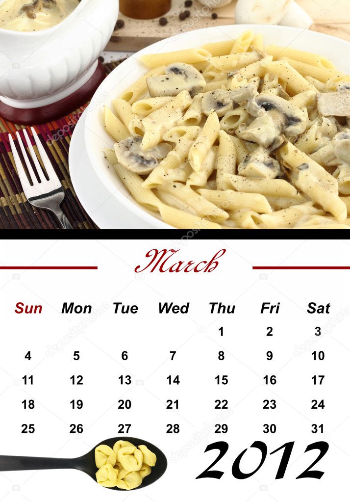 Monthly Pasta Calendar. March 2012 — Stock Photo © viperagp 6914764