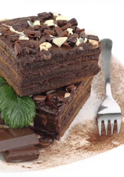 Čokoládový dort na talíři — Stock fotografie