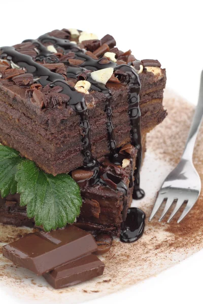 Čokoládový dort na talíři — Stock fotografie