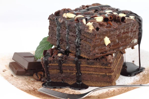 Chocolate cake on a plate — Stock Photo, Image