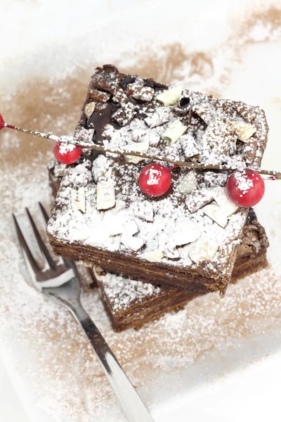 Karácsonyi csokoládé torta szelet — Stock Fotó